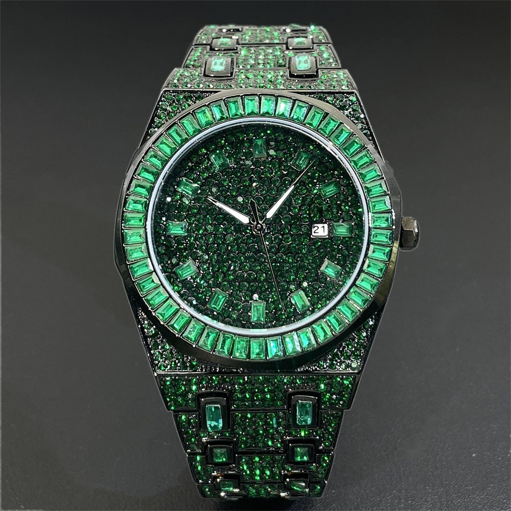 Luxury Watch Iceberg - 2024 الهيب هوب الأخضر ساعة ماسية
