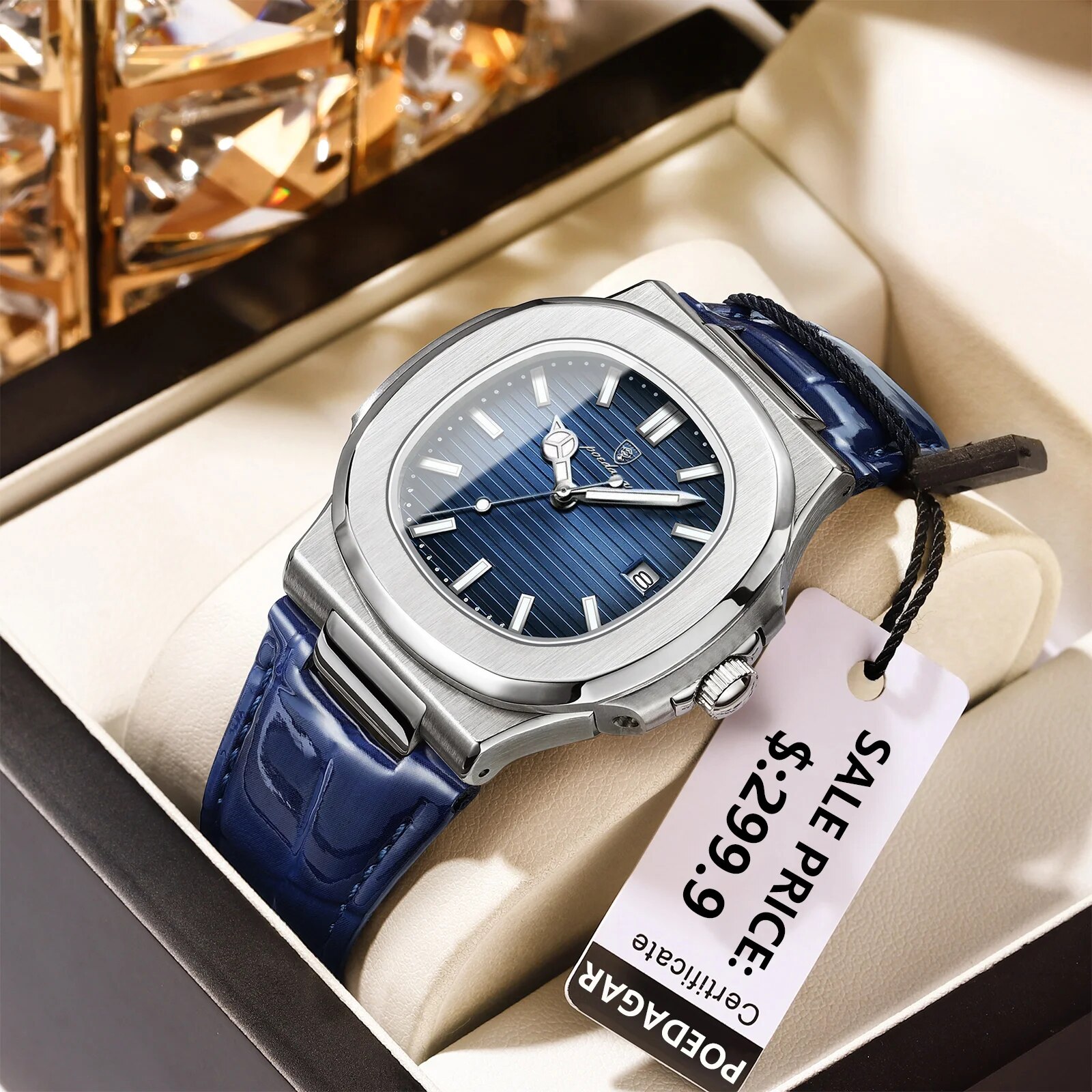 POEDAGAR أفضل ساعة رجالية مربع - مراجعة Luxury Watch Top 10 وسعره